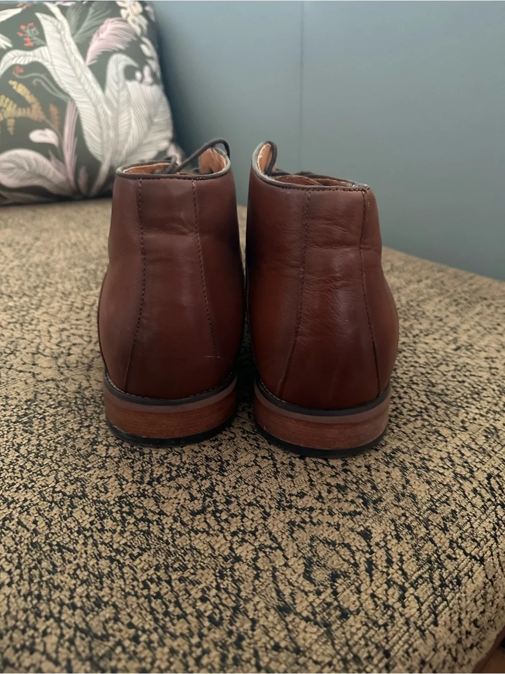Florsheim Cognac Leather Chukka Boots with Brogue Toe Size 13 3E